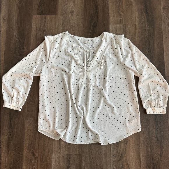 LOFT Tops - LOFT Blouse with Black Polka Dots, women’s size 22